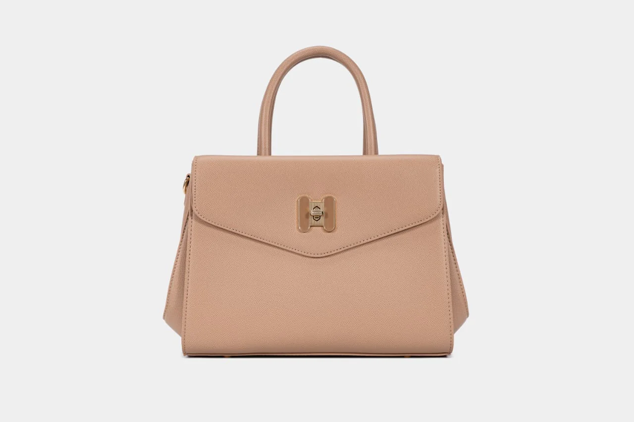 Set of Small Classic Leather Handbag with Wallet - Tan